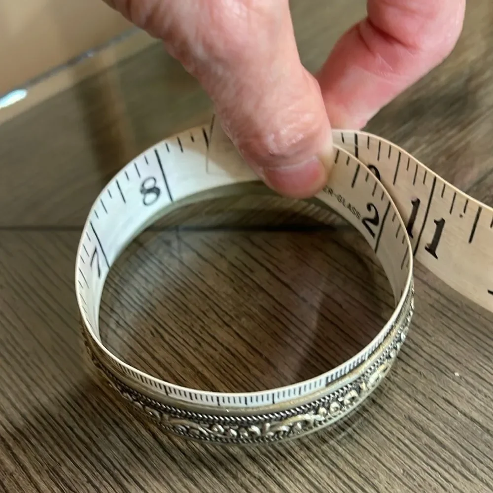 Vintage Silver-Tone Bangle Bracelet from India